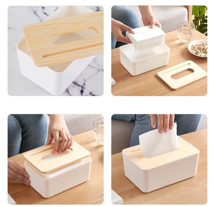 Салфетница кухонная пластиковая с деревянной крышкой Белый (ОДКХ-920) - фото 5 Салфетница кухонная пластиковая с деревянной крышкой Белый (ОДКХ-920) - фото 5