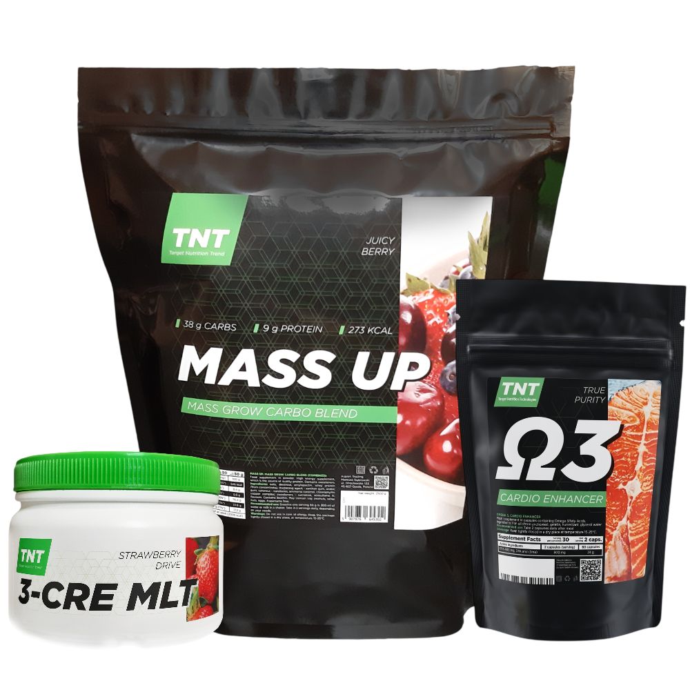 Комплекс TNT Nutrition Гейнер 2,5 кг/Креатин 0,3 кг/Омега-3
