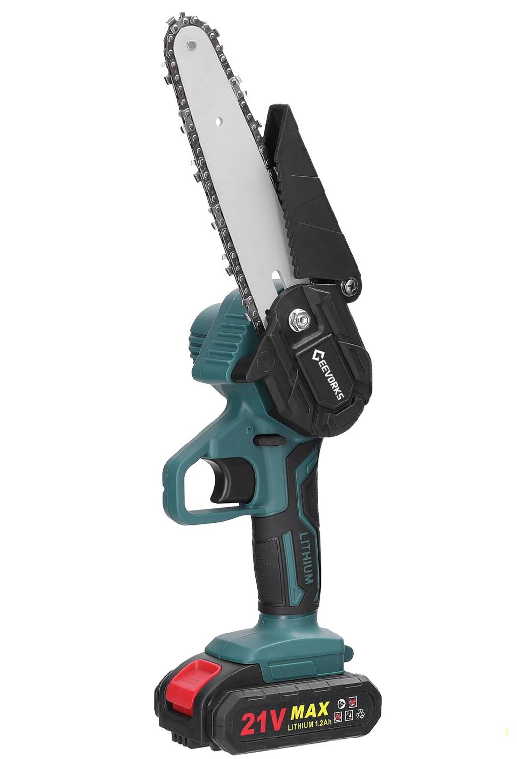 Пила цепная аккумуляторная 21 V с 2 батареями Зеленый