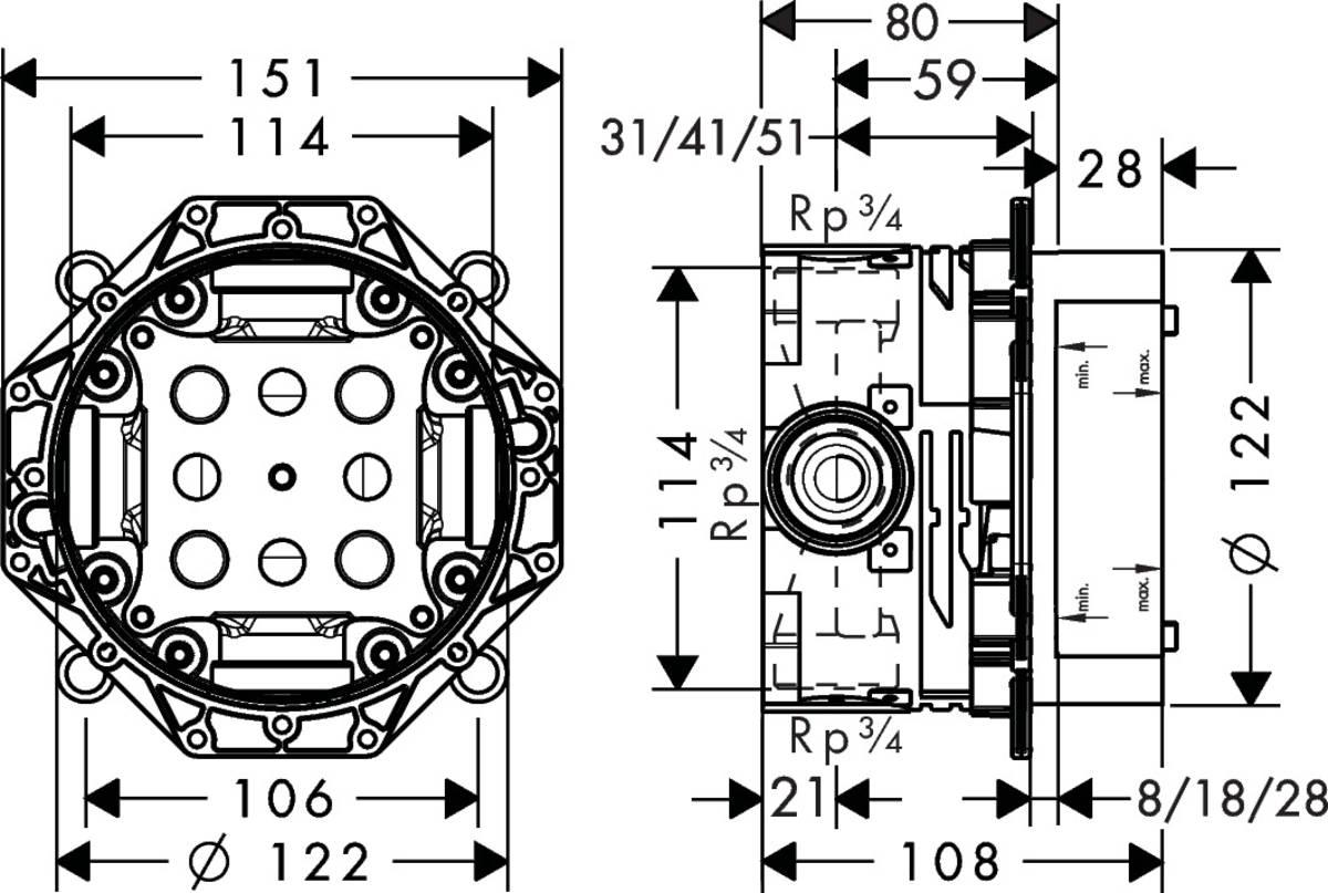 Душевая система скрытого монтажа Hansgrohe Thermostat/Raindance 23815000 с термостатом (23815000) - фото 6