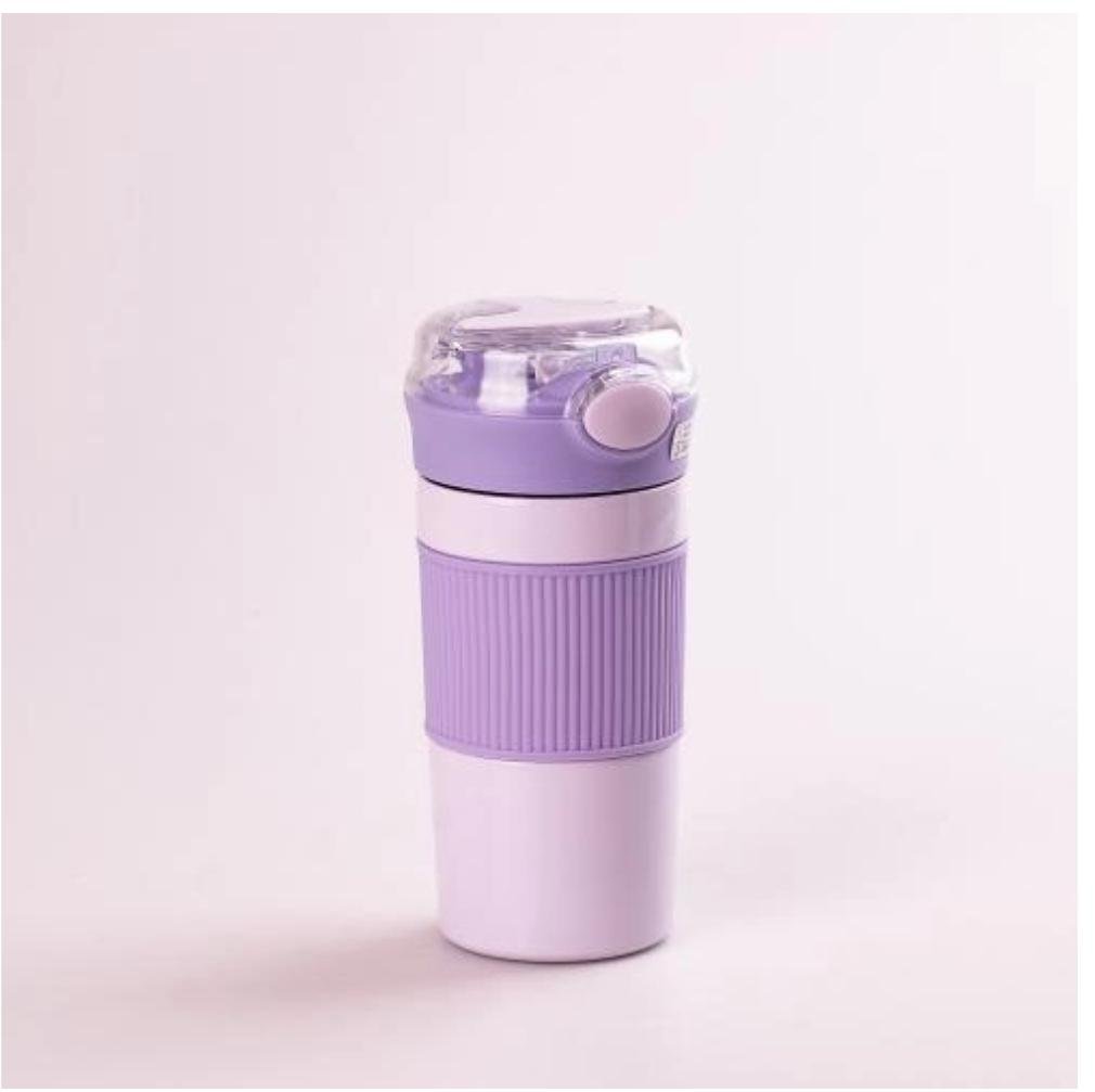 Термокружка Happy Life с трубочкой и крышкой на кнопке 400 мл Сиреневый (18177431)