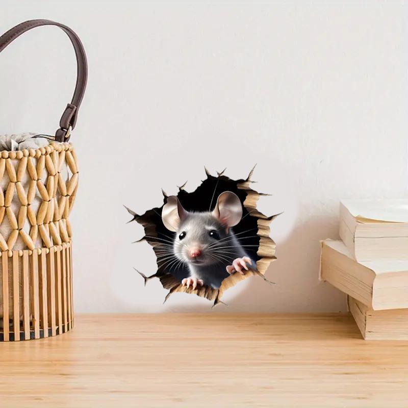 Наклейка інтер'єрна 3D Миша в норі Сірий з коричневим (2498595988) - фото 5 Наклейка інтер'єрна 3D Миша в норі Сірий з коричневим (2498595988) - фото 5