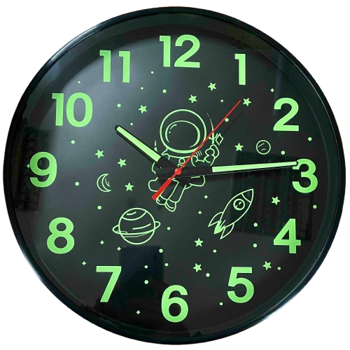 Годинник настінний дитячий фосфорний Timelike Ph-01-Bf безшумний круглий 30 см Чорний (2726259047)