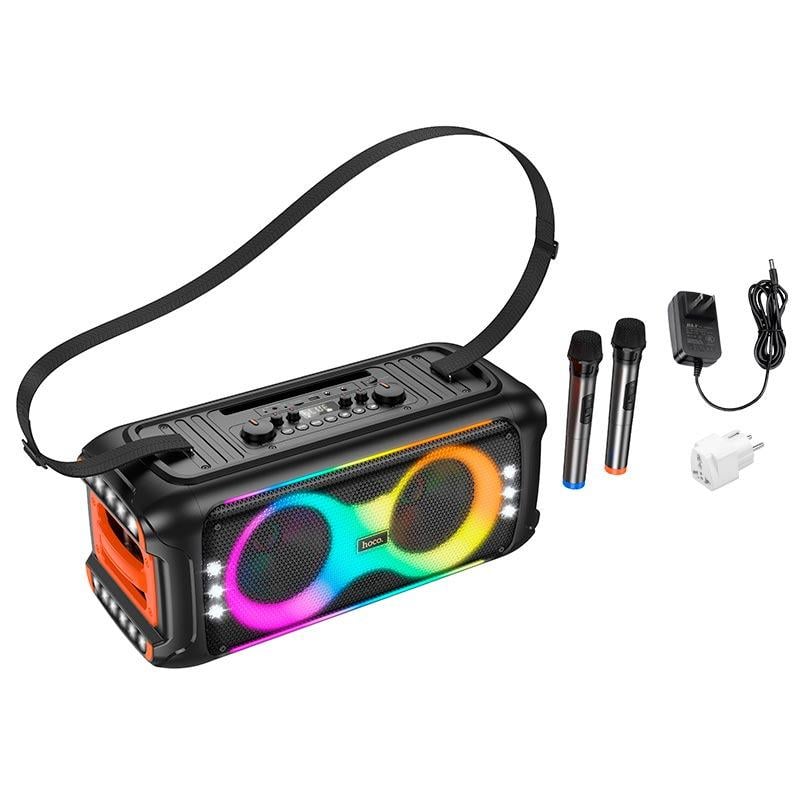 Портативна Bluetooth-колонка з караоке Hoco HA9 Kayman dual-mic outdoor BT speaker з мікрофоном 40 Вт Чорний - фото 6