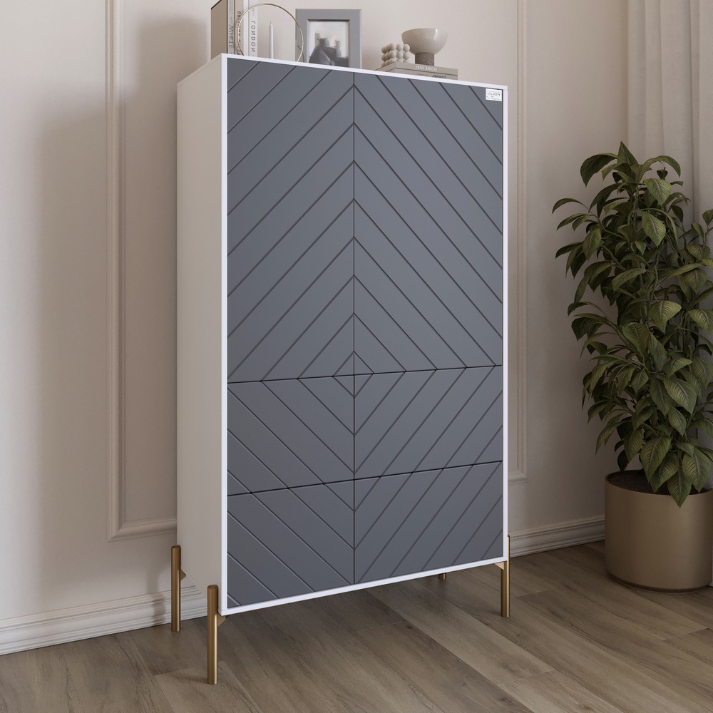 Комод-пенал Lion Амарант 84x40x150 см Нимфея Альба/Графитовый (LION-042200)