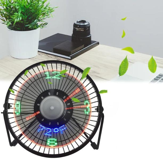 Вентилятор настольный JIJIA Led fan USB с LED-часами и термометром 18 см (18175950) - фото 2