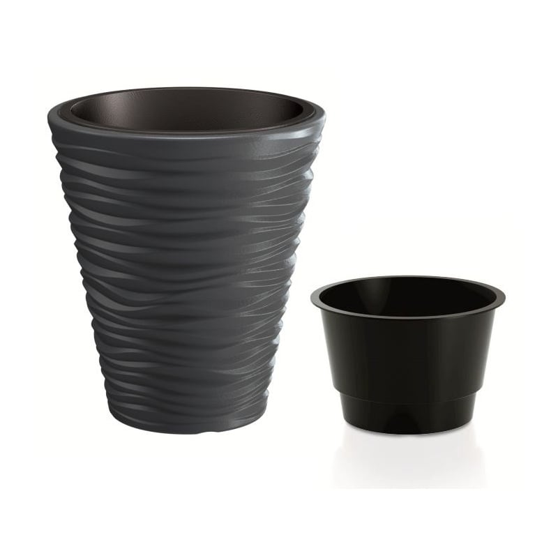 Горшок для цветов Prosperplast Sand круглый 2в1 400 мм Антрацитовый