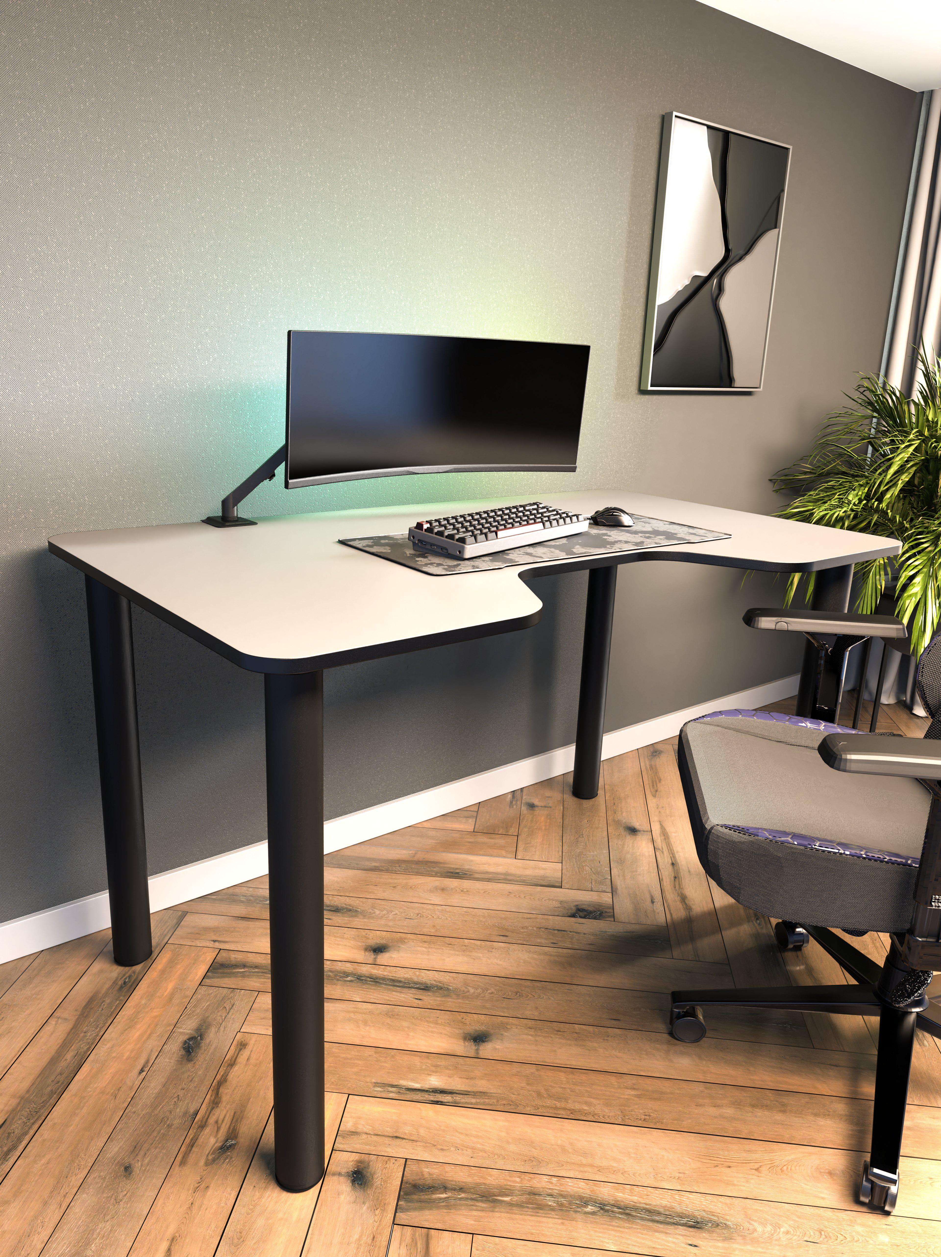 Геймерский компьютерный стол PRO GAMING 120х68 см Белый с черным (NA81)