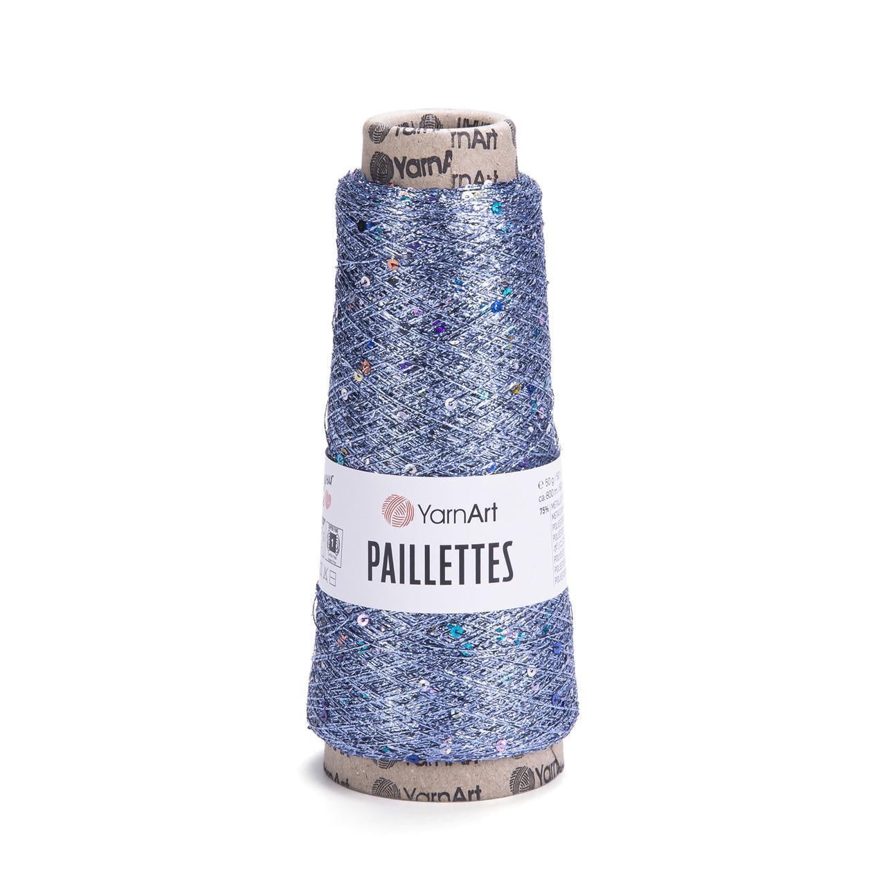 Пряжа с пайетками YarnArt Paillettes металлизированная 50 г Голубой №8003 (2519230120)