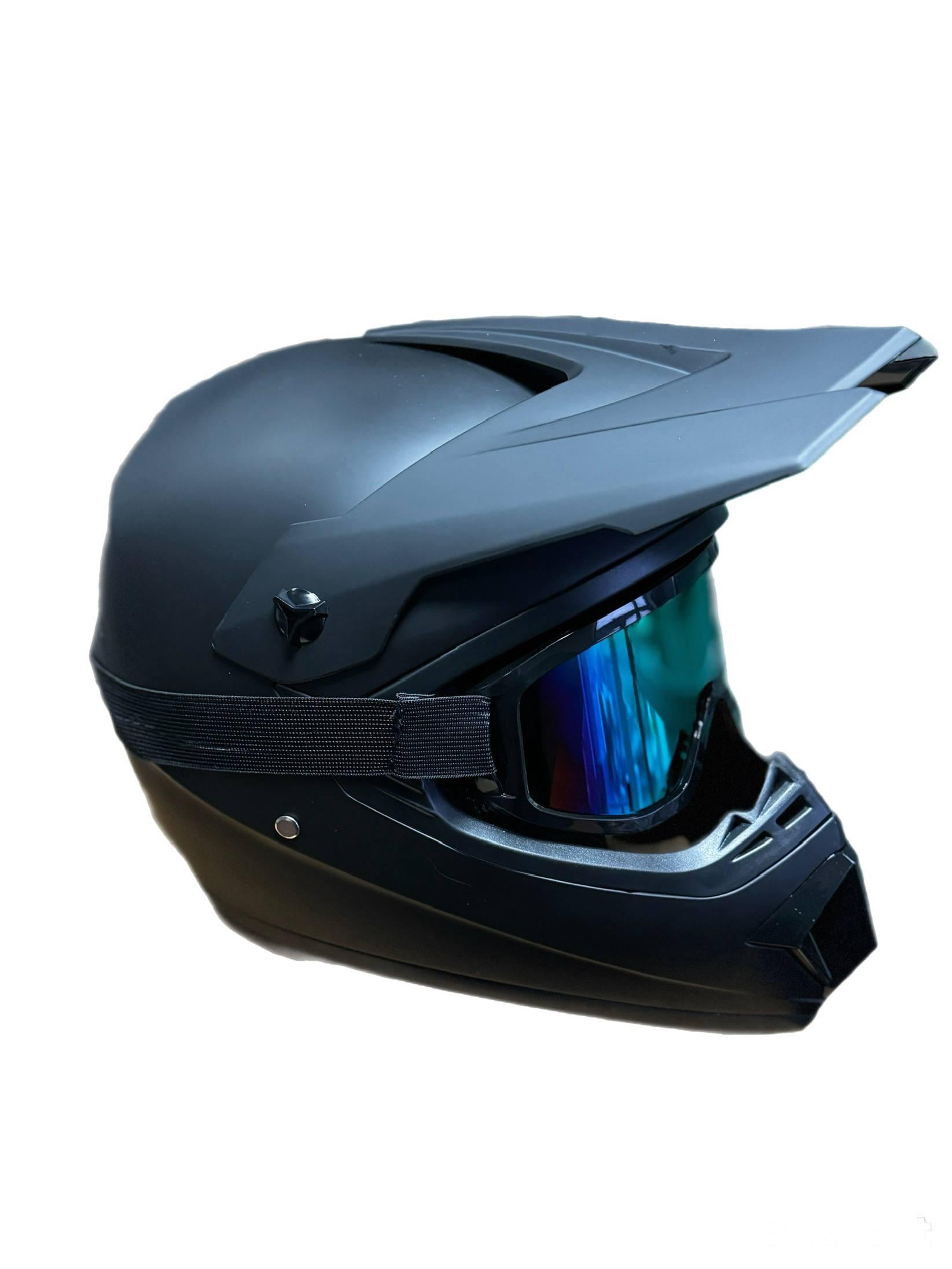 Мотошолом ендуро кросовий Helmet M Black і окуляри Standard хамелеон (0216)