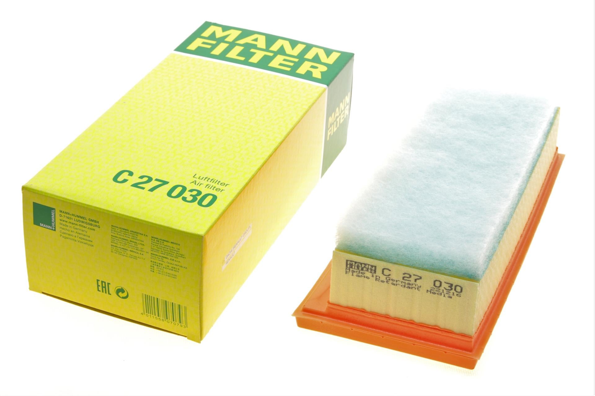 Фильтр воздушный Mann-Filter для Renault Clio/Dokker/Duster/Logan/Captur 0,9-1,3TCe/1,5dCi/1,6/2,0 12-/Arkana1,6 19- (C 27 030)