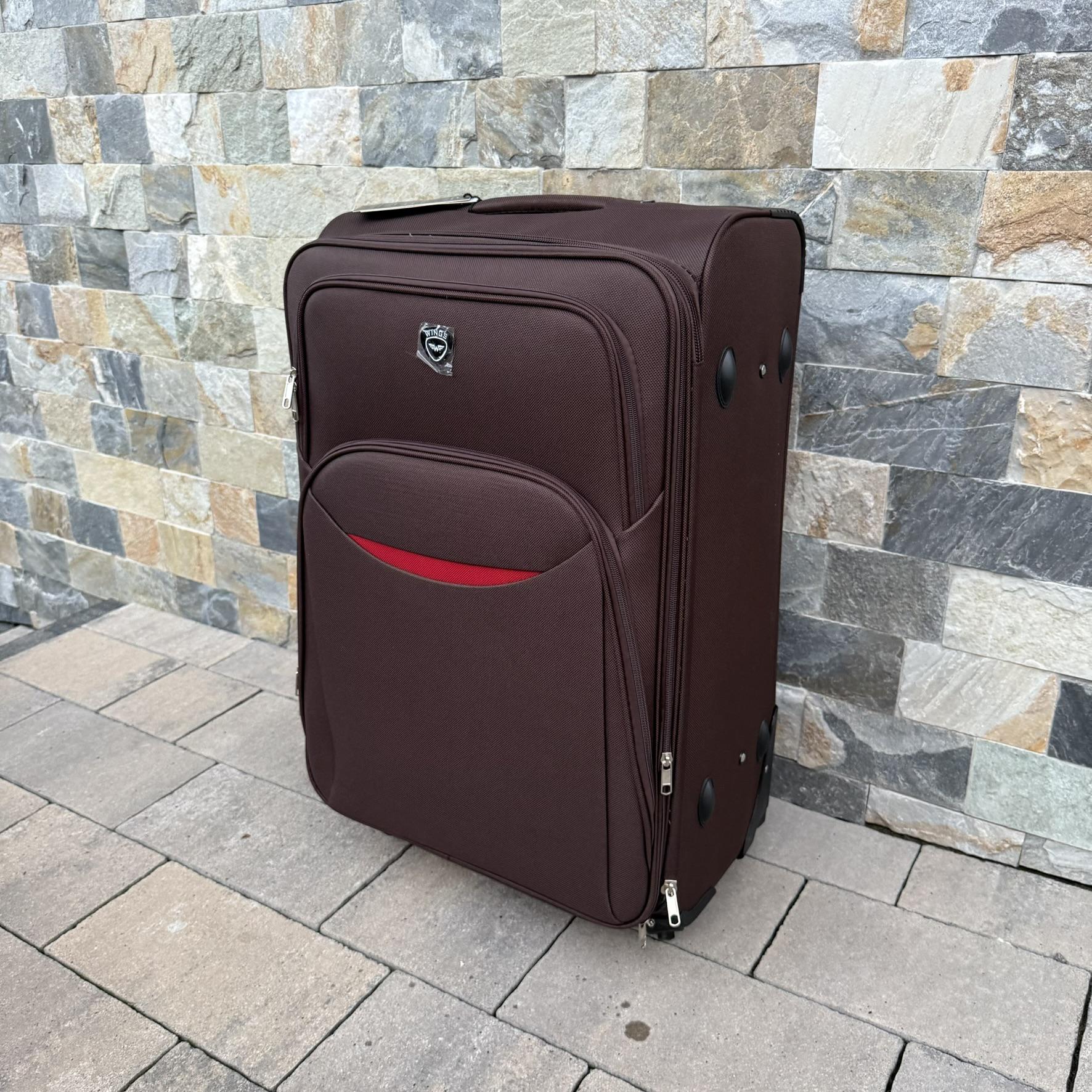 Валіза тканинна Wings 1708 на 4 колесах L Коричневий (30485125) - фото 3