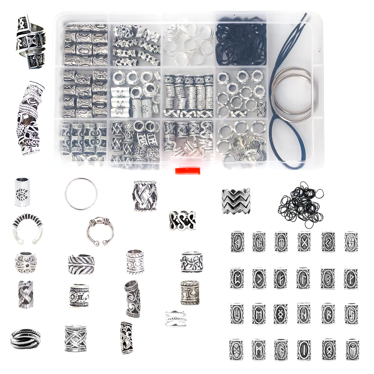 Набор бусин для бороды и волос Viking руны 180 шт. (H13-06/180pcs)