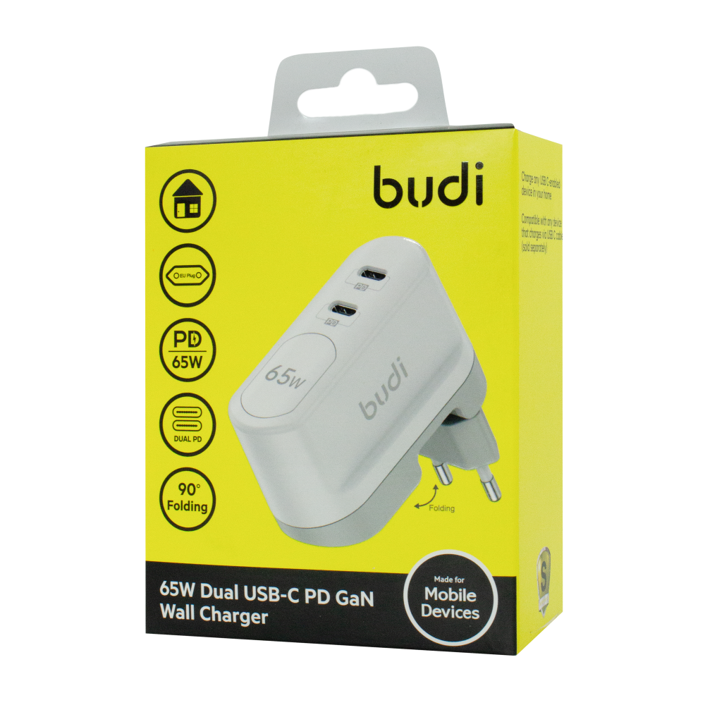 Зарядное устройство Budi 65 W Dual USB-C PD GaN Wall Charger - фото 2