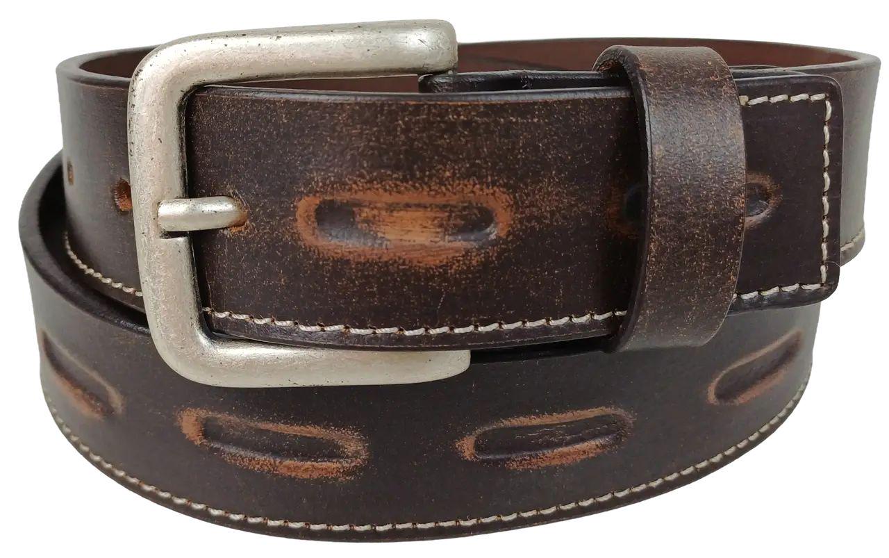 Ремінь чоловічий Vanzetti натуральна шкіра 117х3,8 см Темно-коричневий (RMT119)