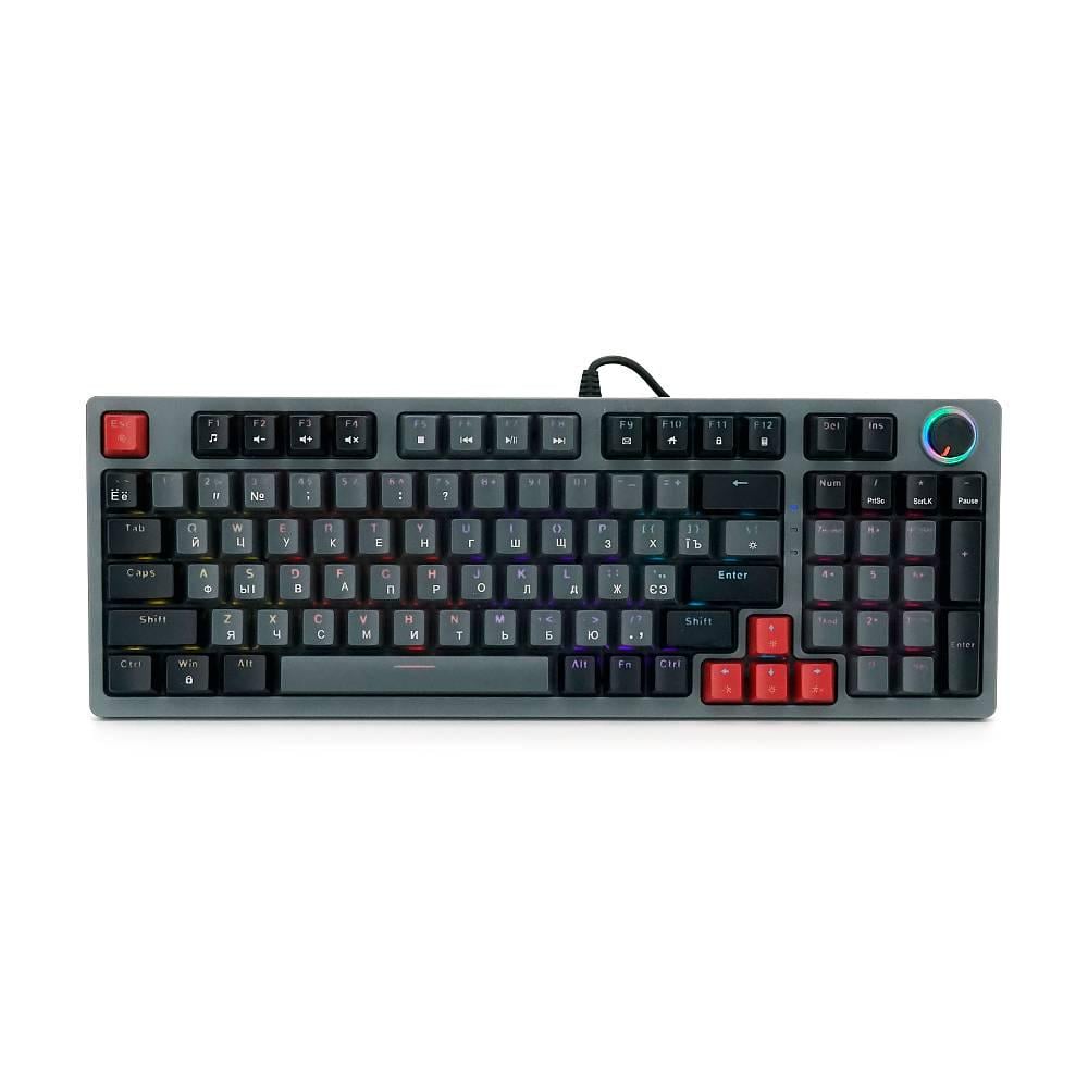 Клавіатура механічна USB JEDEL KL-114 кабель 170 см RGB підсвічування 405х160х45 мм 98к Q10 Black/Gray