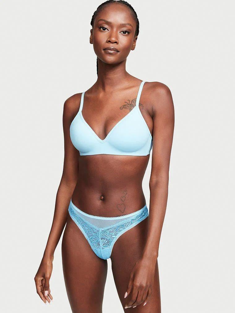 Трусики стринги Victoria's Secret Pool Blue Thong Panty L Голубой (26504740)