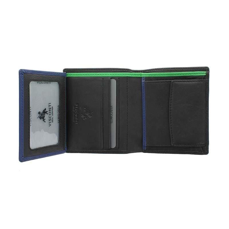 Портмоне чоловіче шкіряне Visconti Dr.No Black/Blue/Green (BD22 BK/CB/GRN) - фото 6