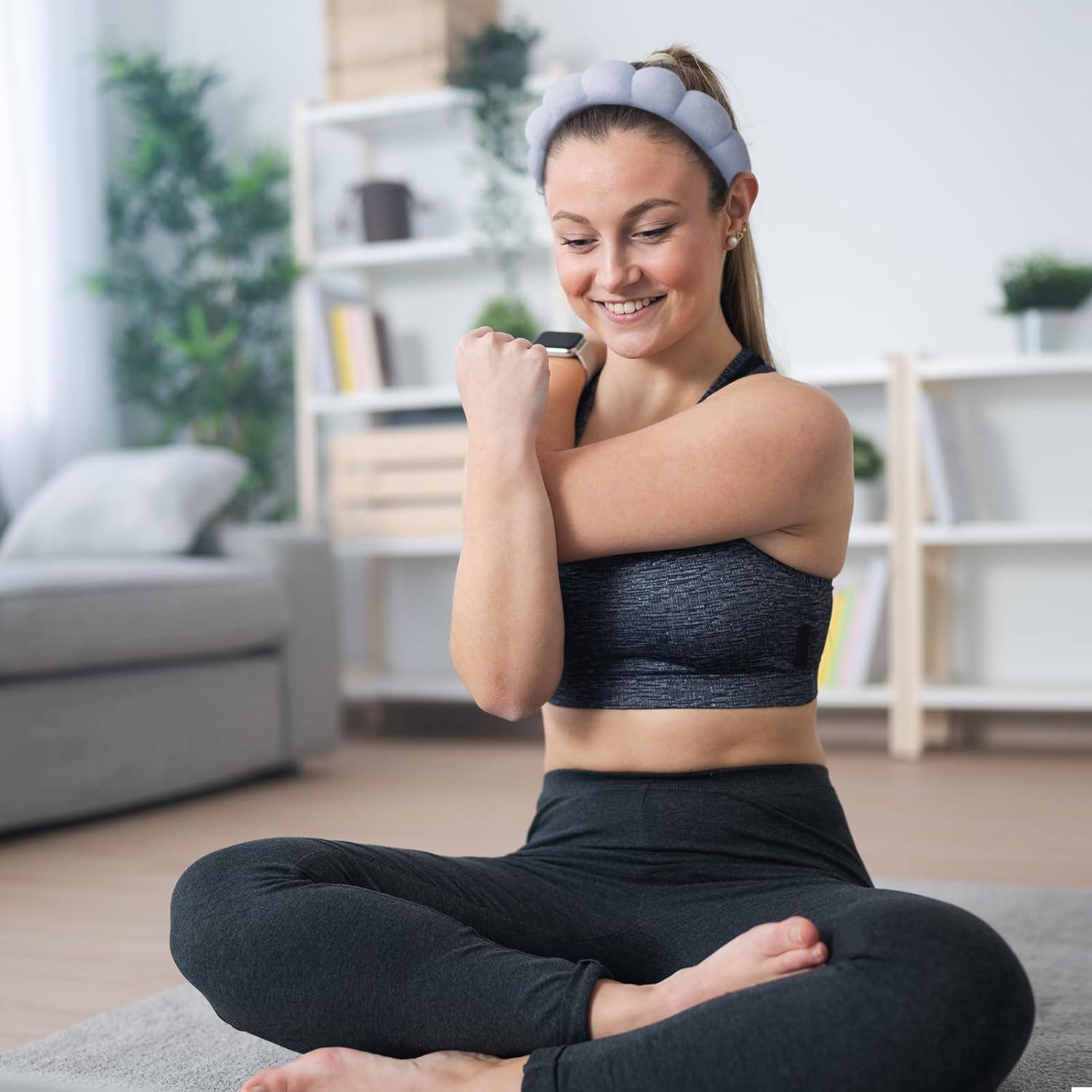 Набор косметического обруча на голову/нарукавники-напульсники для умывания Голубой. - фото 2 Набор косметического обруча на голову/нарукавники-напульсники для умывания Голубой. - фото 2