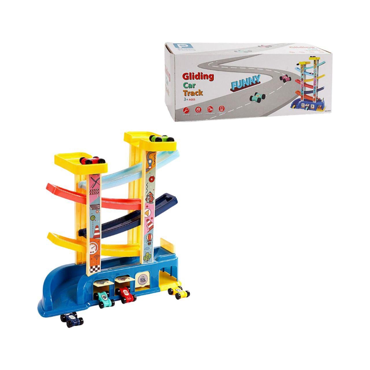 Трек з гаражем/6 машинок/4 рівні/наклейки/у коробці (9906)