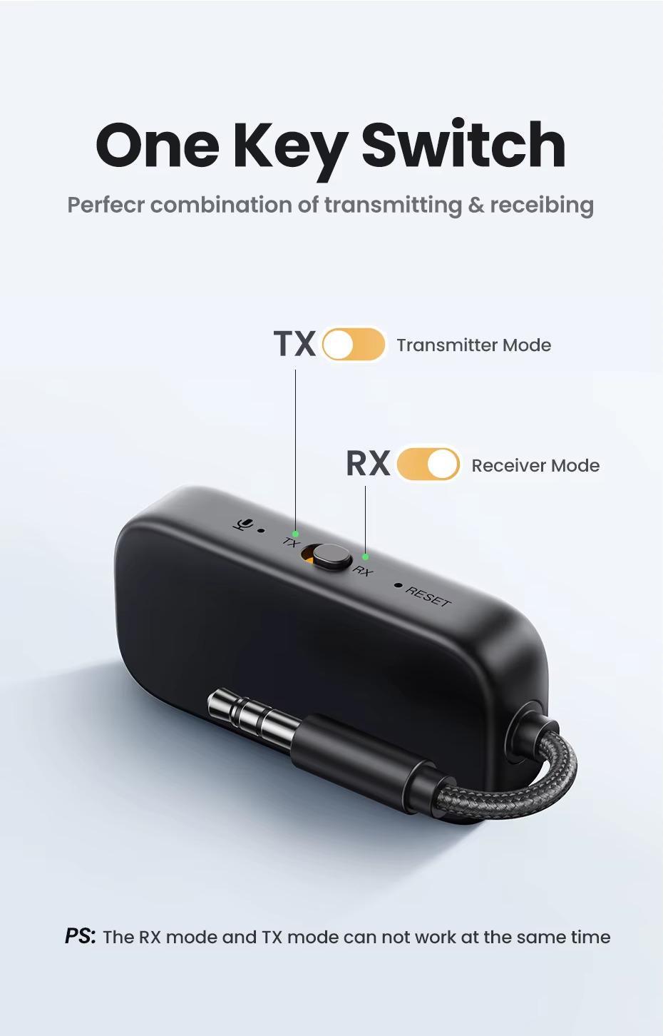 Адаптер UGREEN Bluetooth 5.2 3,5 мм AUX 28 годин роботи Чорний (35222) - фото 6 Адаптер UGREEN Bluetooth 5.2 3,5 мм AUX 28 годин роботи Чорний (35222) - фото 6