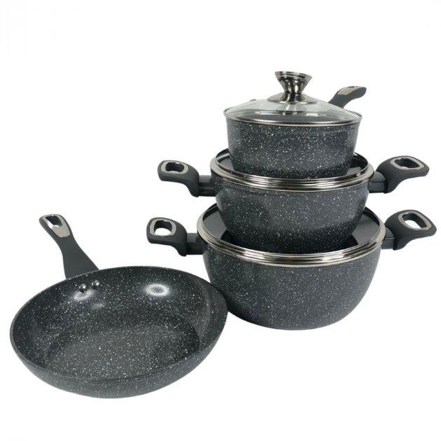 Набор посуды НК-314 со сковородой гранит 7 пр. Черный (9359816)
