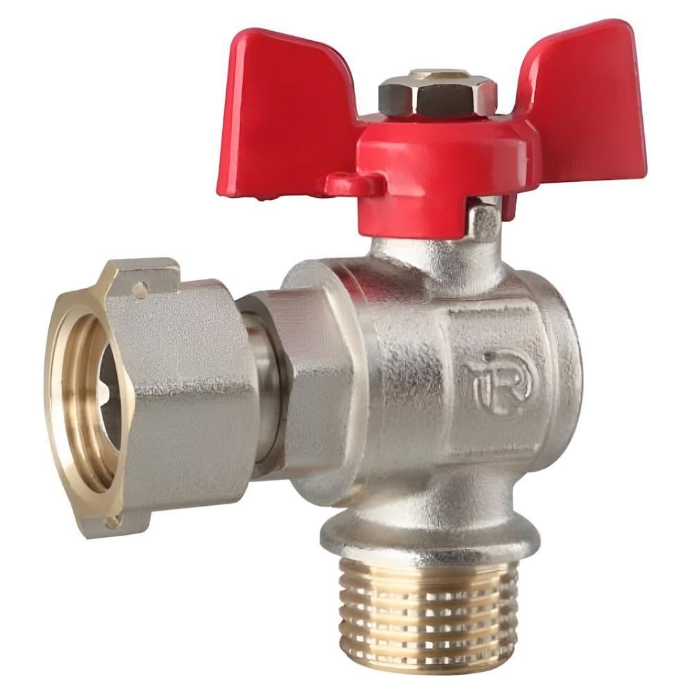 Кран кульовий з накидною гайкою REIGER кутовий метелик 1/2" ЗВ (AKD56014)