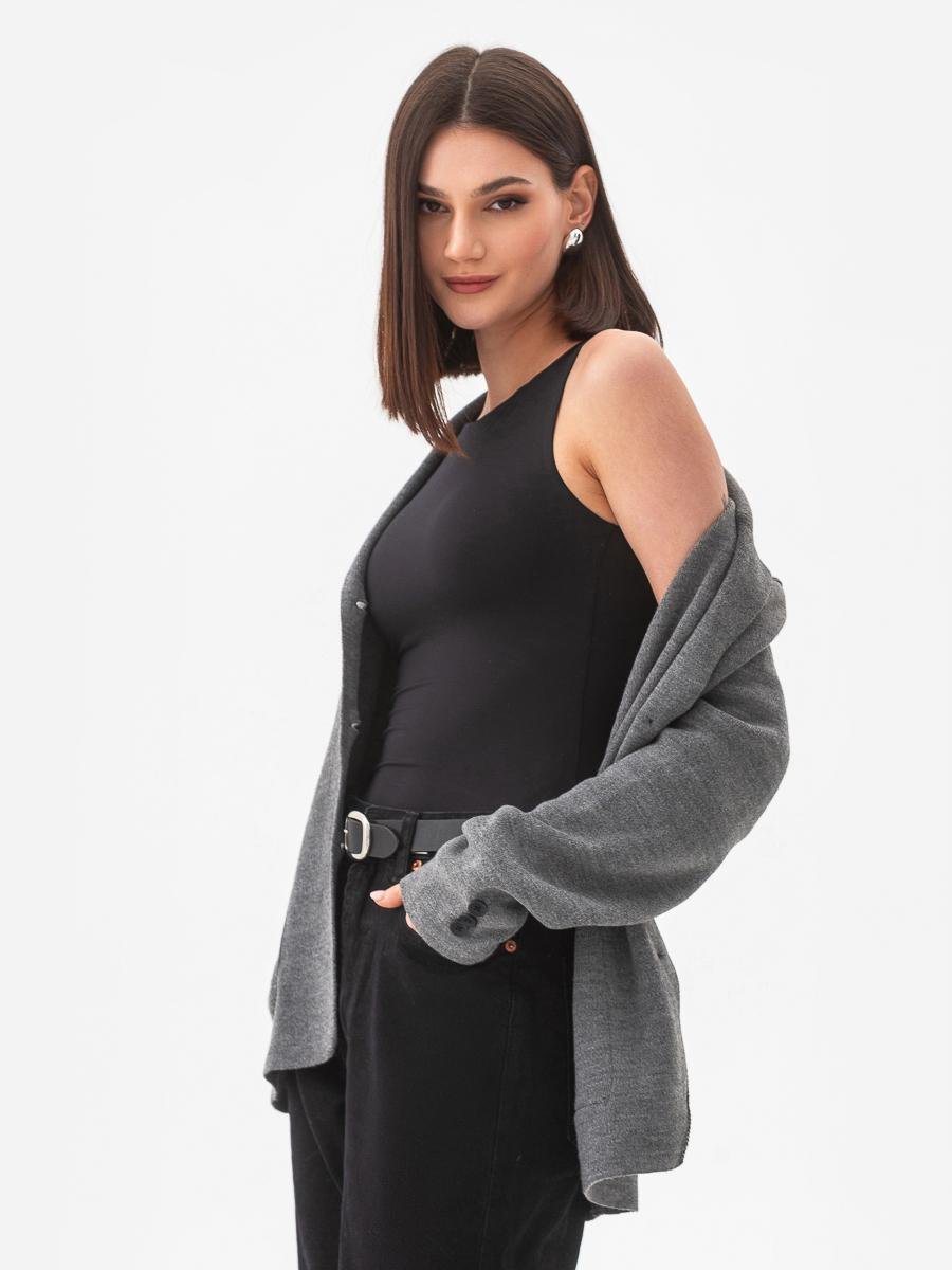 Пиджак легкий вязаный женский SVTR р. 42-50 Серый (596) - фото 5 Пиджак легкий вязаный женский SVTR р. 42-50 Серый (596) - фото 5