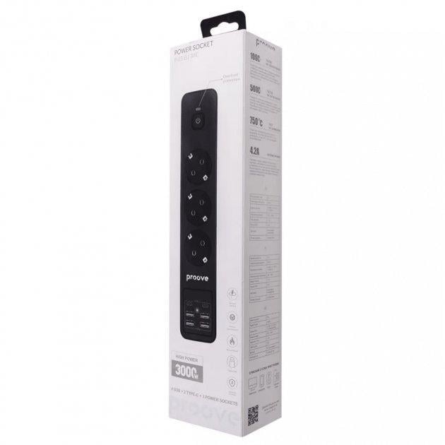 Мережевий фільтр Proove Power Socket P-03/3 розетки/4 USB/2 Type-C 2М Black - фото 9