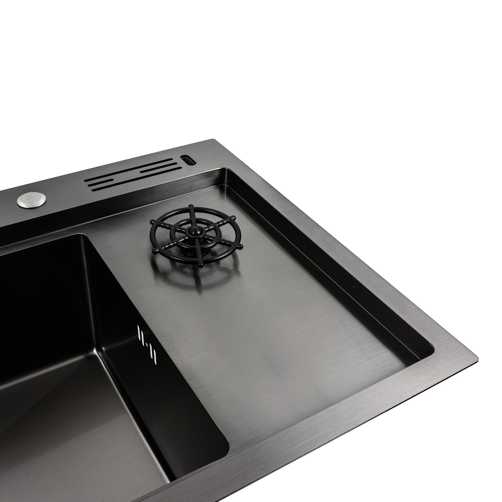 Мийка кухонна Platinum Handmade PVD 78х46 см Чорний - фото 6