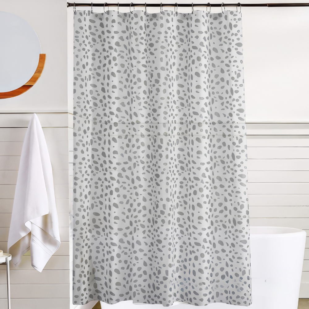 Шторка для ванної та душу з PEVA з пластиковими гачками 180x180 см Білий зі сріблястим принтом Шторка для ванної та душу з PEVA з пластиковими гачками 180x180 см Білий зі сріблястим принтом