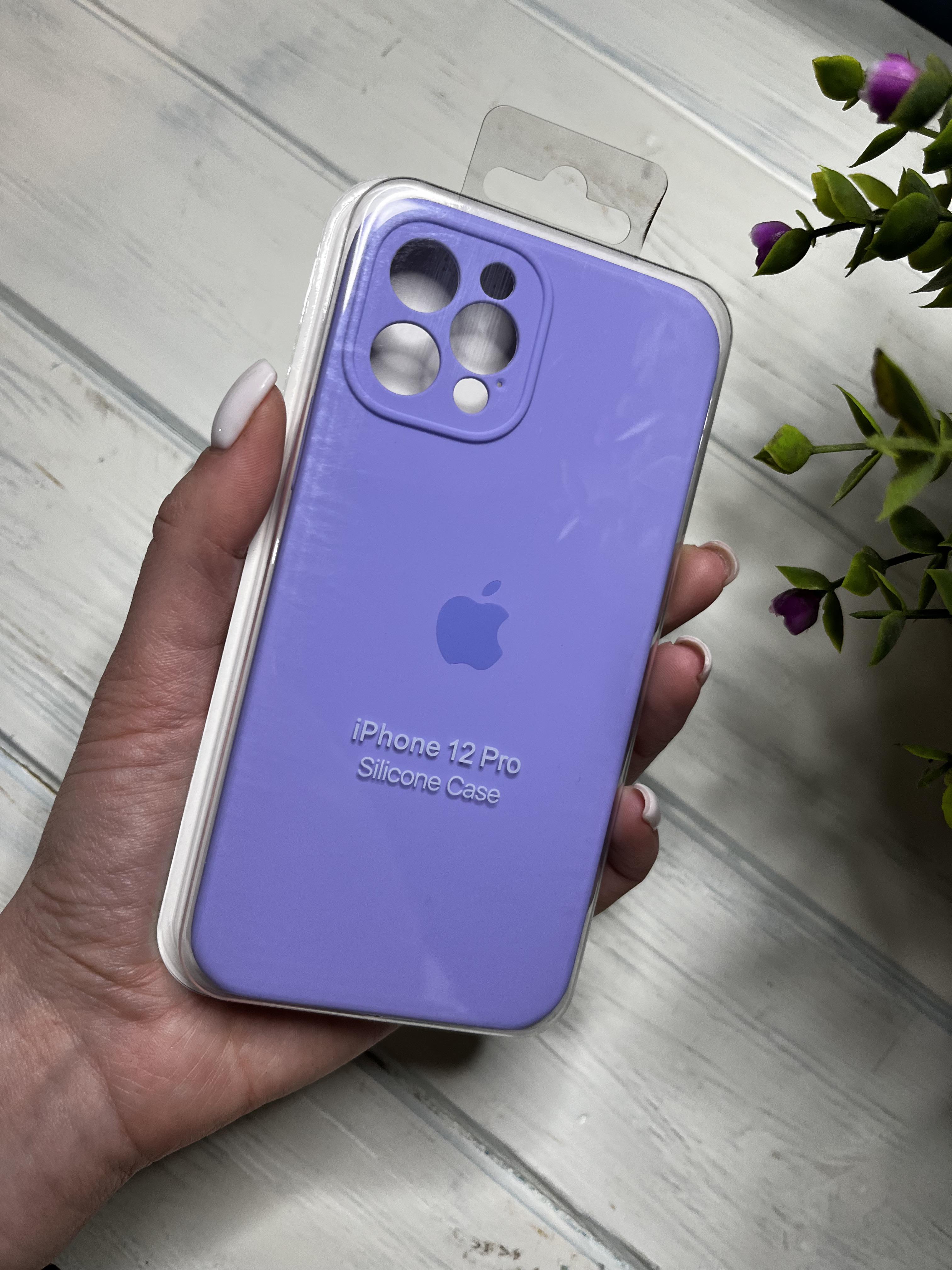 Чехол накладка на iPhone (Айфон) 12 pro квадратные борта silicone case full camera Apple