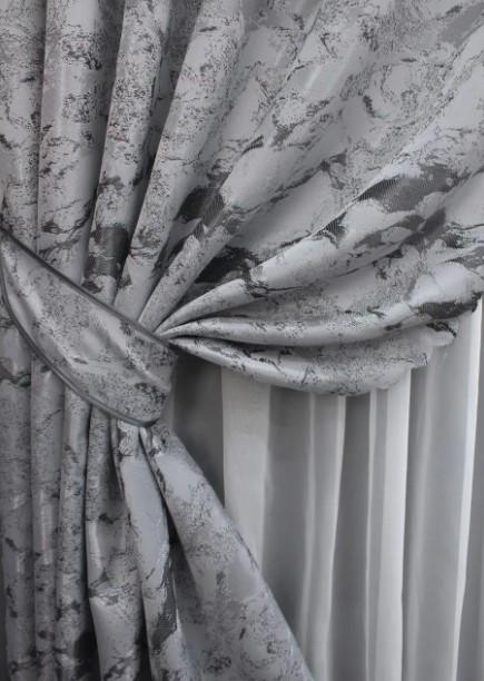 Комплект штор жакард Мармур Al3 1,45х2,7 м 2 шт. Світло-сірий/Чорний (1598ш) - фото 4 Комплект штор жакард Мармур Al3 1,45х2,7 м 2 шт. Світло-сірий/Чорний (1598ш) - фото 4