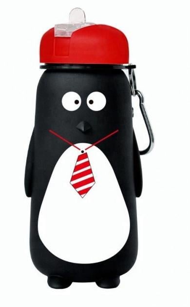 Сложная бутылка для воды SUNROZ Penguin Bottle силиконовая Бутылка 500 мл Черно-Красный (SUN3711)