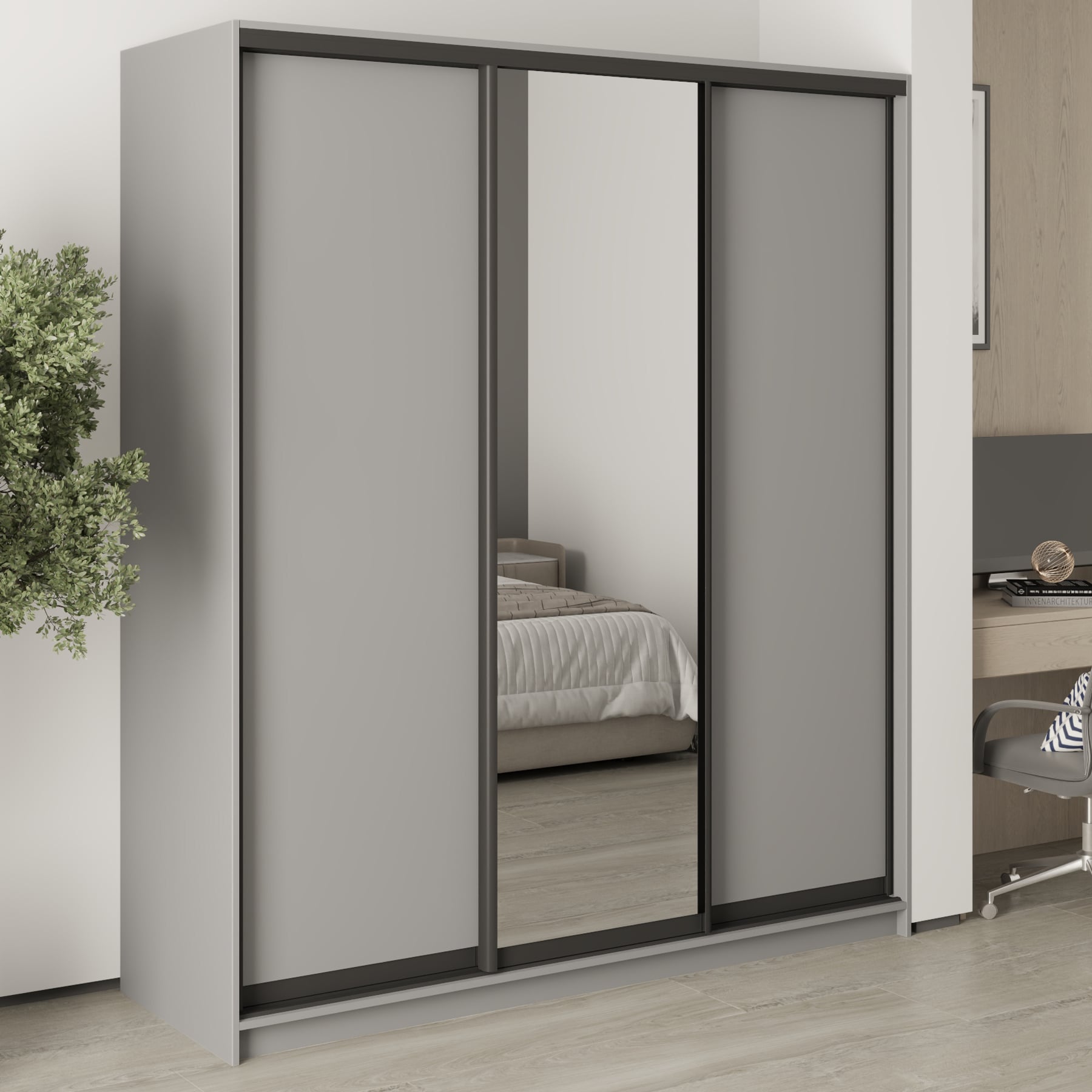Шкаф-купе трехдверный Mebel Star Стандарт BG MBS-8412 180х45х210 см Серая мышка (1007823)
