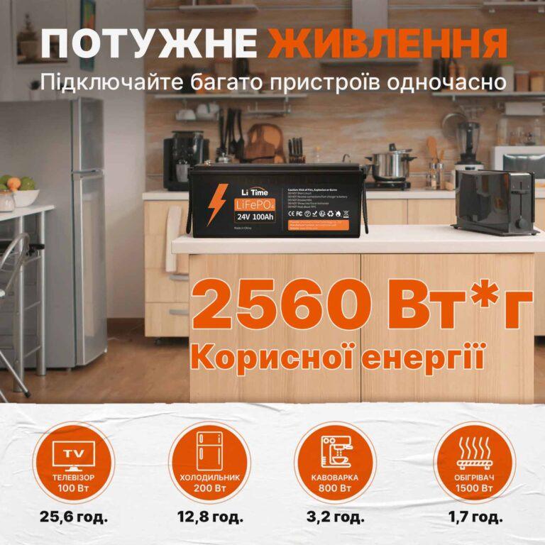 Акумулятор для інверторних систем LiTime LiFePO4 з BMS 24V 100 Ah (25794222) - фото 4