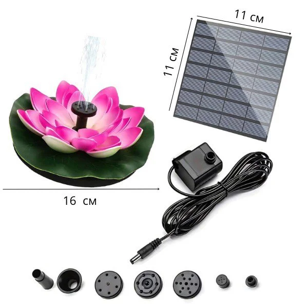 Фонтан садовый на солнечной батарее в форме лотоса Розовый (L00086-1) - фото 7
