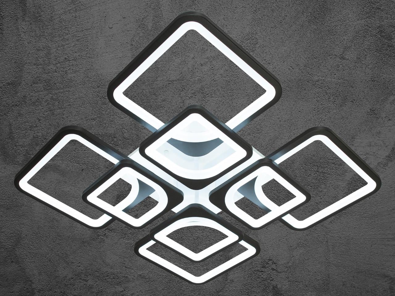 Люстра светодиодная для зала 8060-4+4BKDIM-LS 135W на 19 м2 Черный (1869388977)