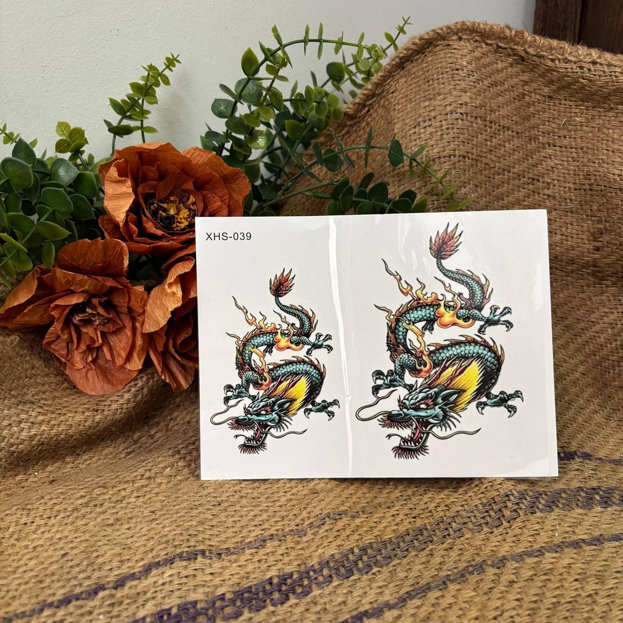 Временная татуировка Китайский дракон 20х15 см (37243104)