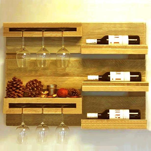 Полка для вина настенная из дерева Гонохара Сиена (ПНК-019905)