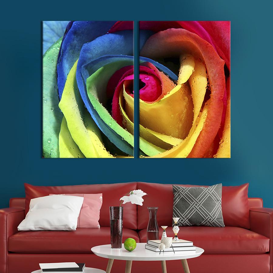 Модульная картина на холсте Диптих Радужная роза 165x122 см (261-2)