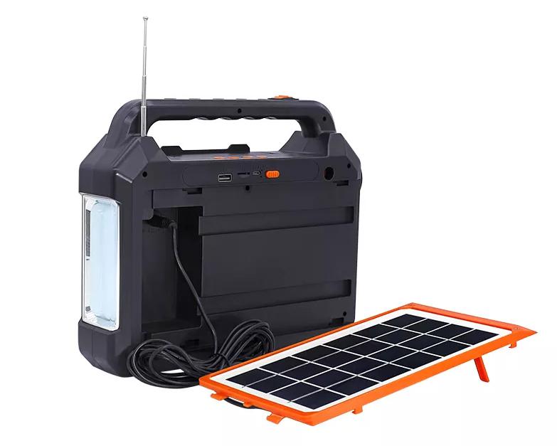Фонарь Easy Power EP-0158 Bluetooth 3W 9V с солнечной панелью/радио/MP3 плеер/функцией повербанка и 3 лампочками Черно-оранжевый