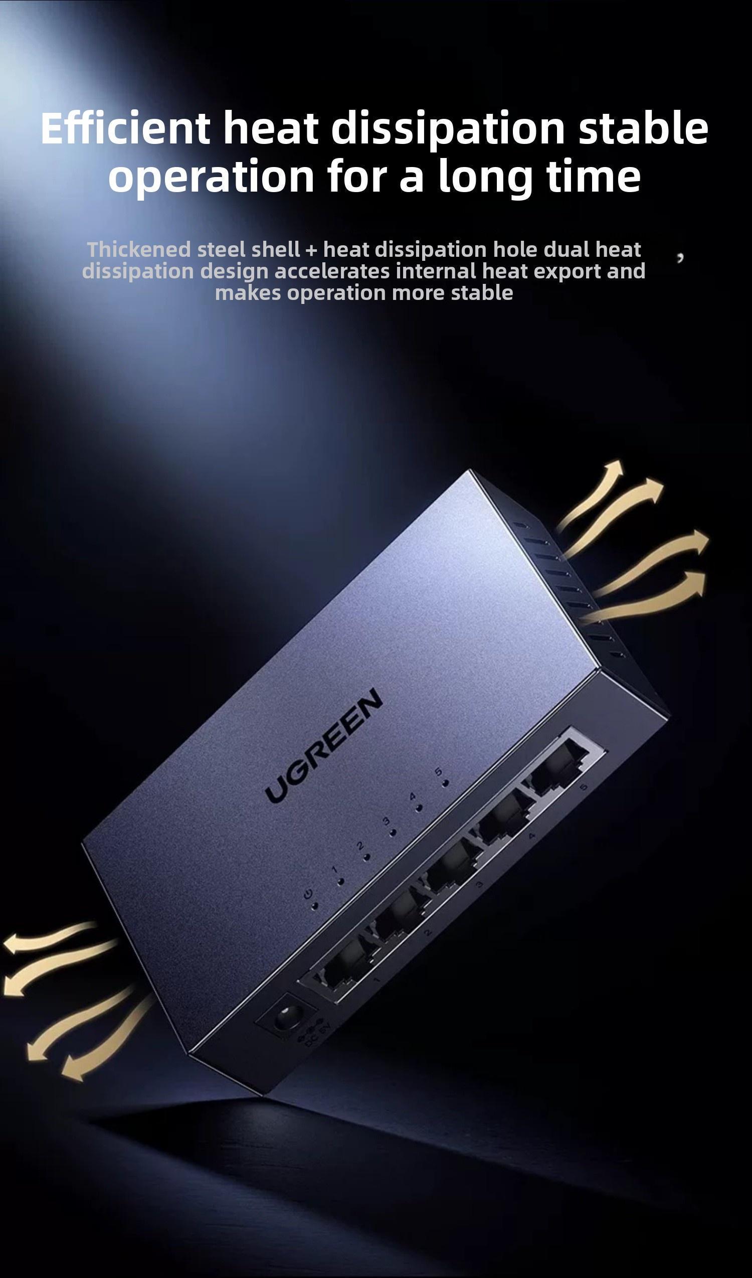 Коммутатор сетевой Ugreen 5 портов 1000 мбит/с 4kV (55466) - фото 9