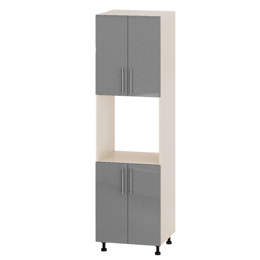 Шафа Еверест Модерн модуль пенал Н77-600 60х57х215 см Сріблястий металік глянець/Дуб Молочний (05799)