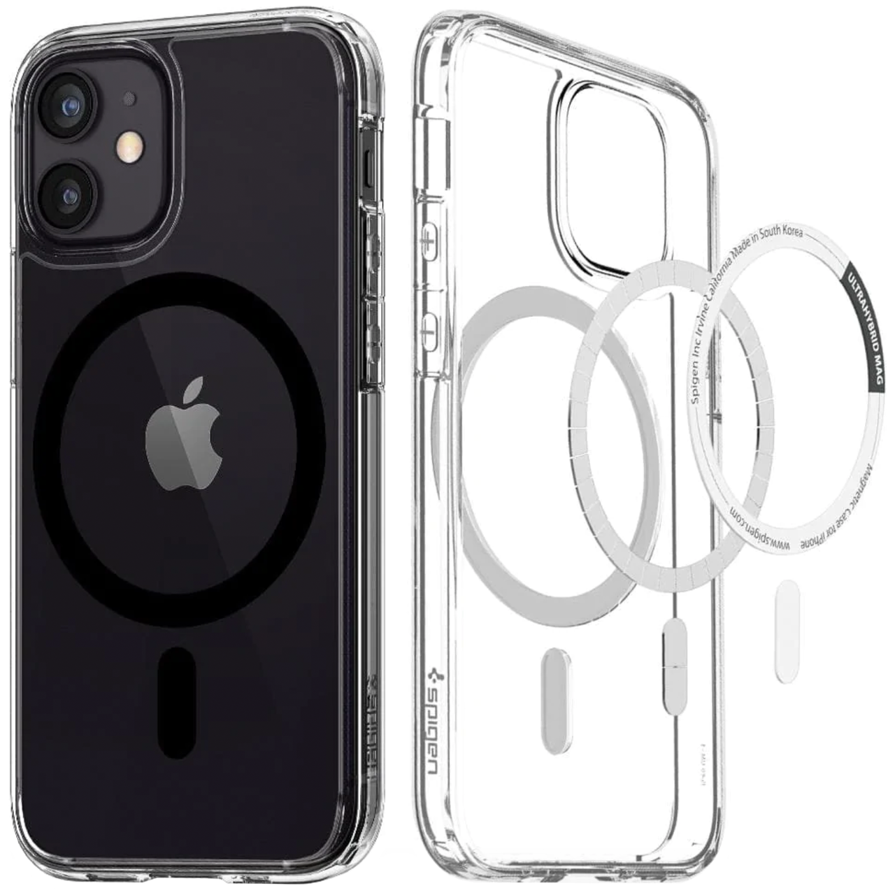 Прозорий чохол накладка Spigen Ultra Hybrid Case with MagSafe for iPhone 12/12 Pro, Black (ACS02626) - фото 5