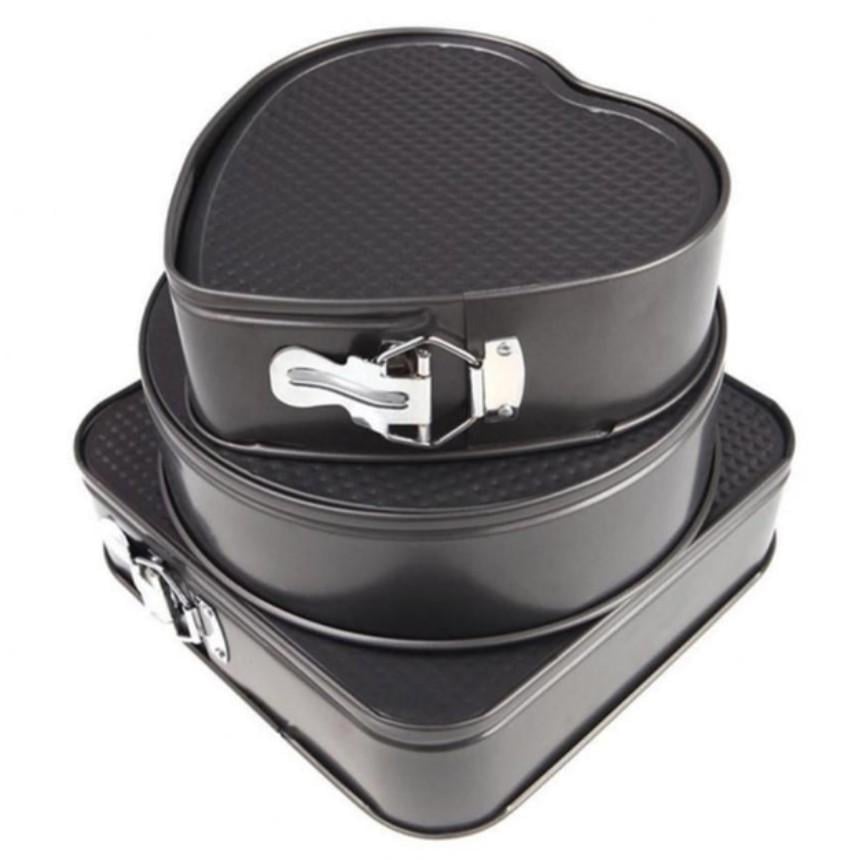 Набор форм для выпечки Unique Круг/Квадрат/Сердце фигурные металлические разъемные 3 шт. 24/26/28 см (29519142) - фото 3 Набор форм для выпечки Unique Круг/Квадрат/Сердце фигурные металлические разъемные 3 шт. 24/26/28 см (29519142) - фото 3