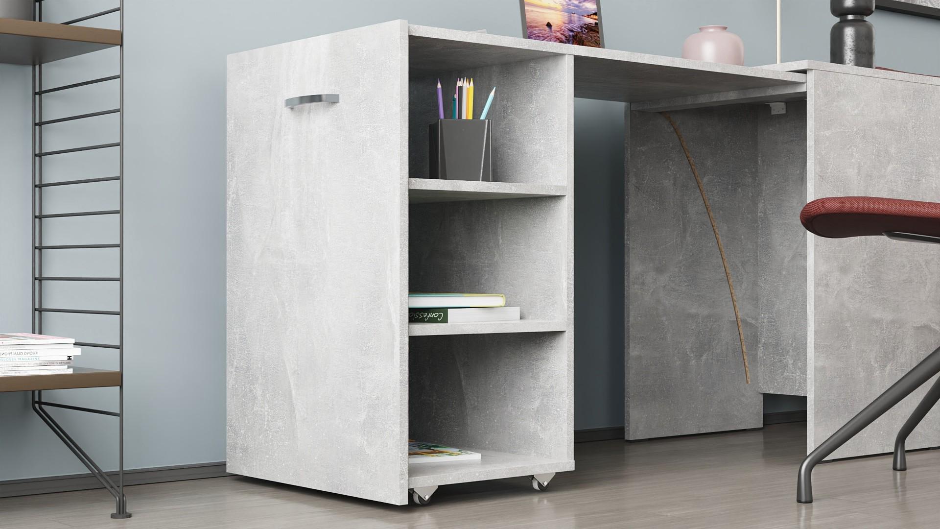 Стіл-тумба трансформер Ferrum-decor Смарт 1/2 ДСП 16 мм 750x1450x600 мм Бетон (FRD-105080) - фото 3