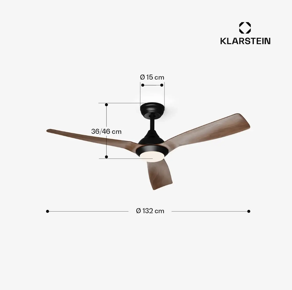 Вентилятор умный потолочный KLARSTEIN Fiji Flow для дома офиса 132 см (10046092) - фото 6 Вентилятор умный потолочный KLARSTEIN Fiji Flow для дома офиса 132 см (10046092) - фото 6