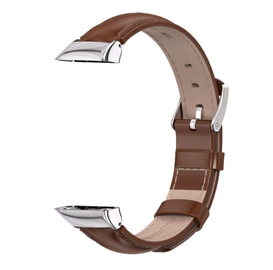 Ремешок кожаный Mijobs для фитнес браслета Huawei Band 6 Brown