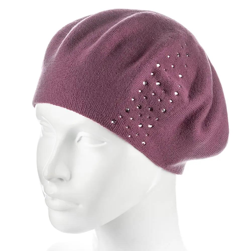 Берет женский Zolly ZH239 полушерстяной тонкой вязки двойной Брусника (120740)